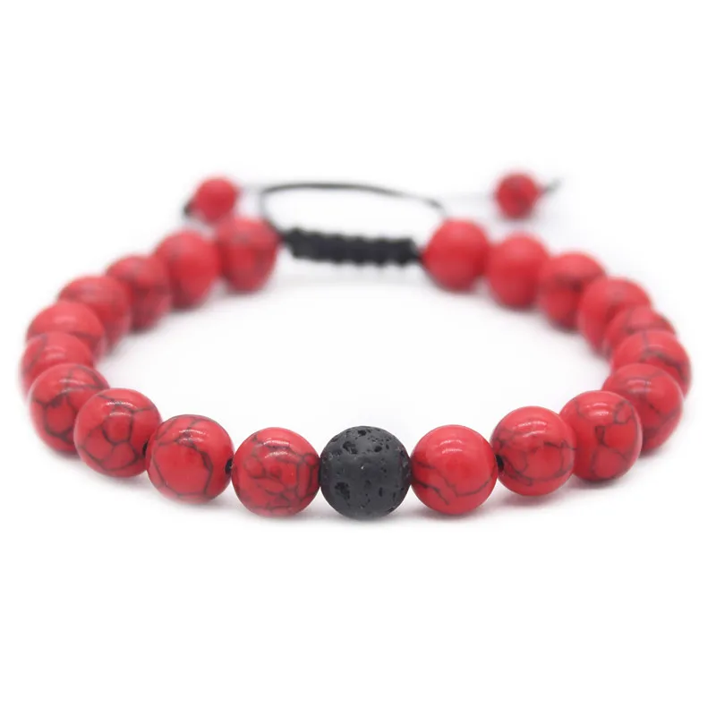 Poshfeel 8 мм круглый черный и браслет из белого бисера подходящая пара браслет для влюбленных дружба плетеные украшения Pulsera Mbr170421 - Окраска металла: red