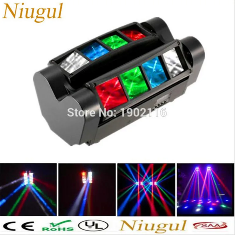 Niugulที่มีคุณภาพสูง8X10วัตต์มินินำแสงแมงมุมDMX512 LEDย้ายh ead Light led Beamคลับดี