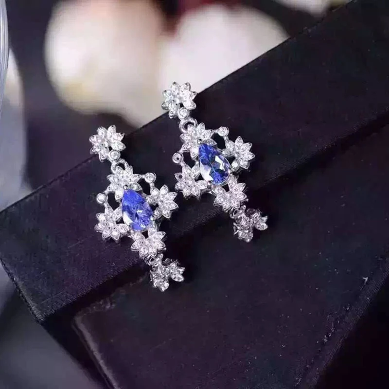 

2017 Orecchini Qi Xuan_Fashion Jewelry_Blue Stone Elegant Drop Earrings_S925 Solid Silver Blue Earrings_Factory Directly Sales