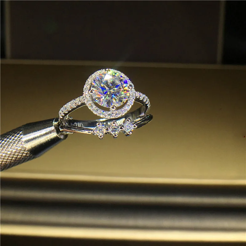 18K 750Au золото Moissanite АЛМАЗНОЕ КОЛЬЦО D Цвет VVS с национальным сертификатом MO-00105