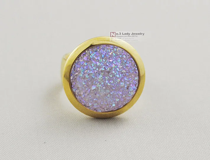 Gokadima кольцо с крупным камнем золотого цвета из нержавеющей стали кольцо для женщин фиолетовый/белый/розовый Европа преувеличенные вечерние ювелирные изделия для женщин