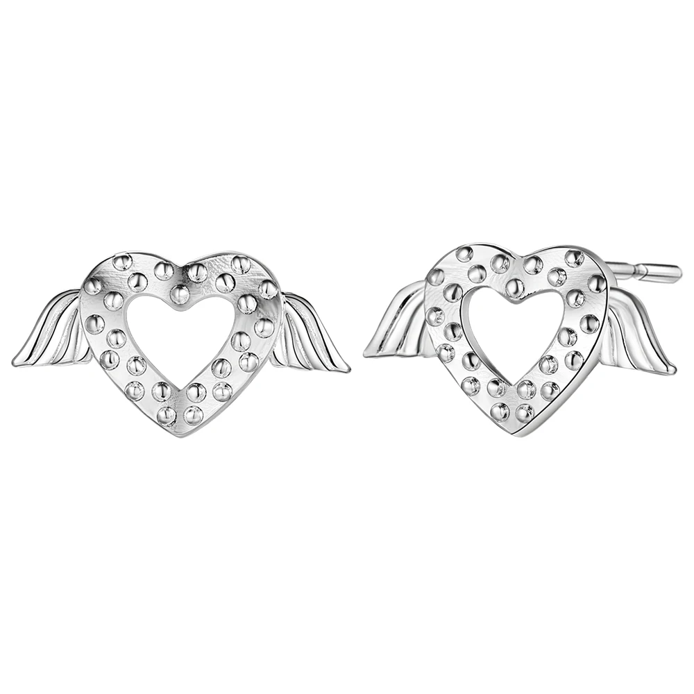 Милые серьги-гвоздики в форме сердца Vashiria Модные посеребренные ювелирные