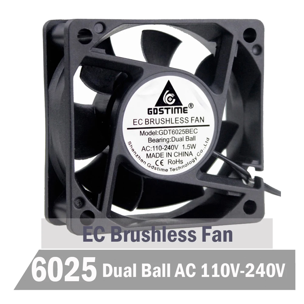 Gdstime Ball 6cm 60mm EC Fan 60mm x 60mm x 25mm EC Brushless Fan 110V