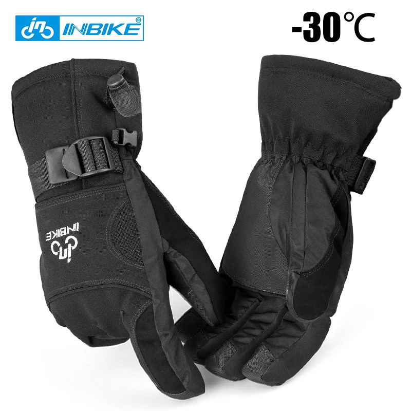 INBIKE الحرارية الدافئة الشتاء قفازات ركوب الدراجات التنزه قفازات الرجال إصبع كامل قفازات التزلج دراجة الرياضة في الهواء الطلق قفازات
