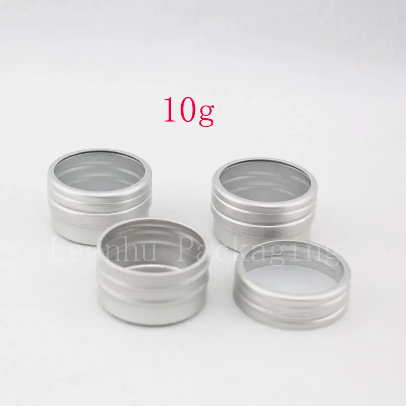

10g X 100 Empty Sample Cream Cosmetic Aluminum Container With Window Screw Lid, Small Lipstick Can ,Lip Balm Jars Tin Pots Seeds