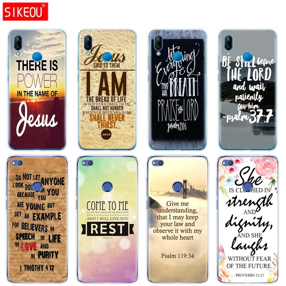 

Silicone Cover Phone Case For Huawei P20 P7 P8 P9 P10 Lite Plus Pro 2017 p smart 2018 Christian Jesus Bible Verse