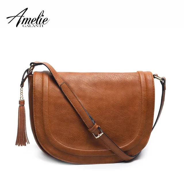 AMELIE GALANTI Crossbody Bags for Women Shoulder Handbags Big PU Leather Bag Waterproof Multi Pocket the Shoulder Long Strap