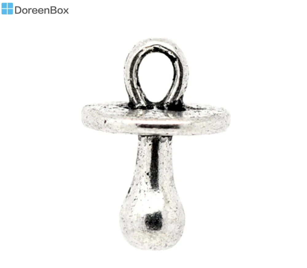 Очаровательная Серебристая соска Doreen Box 50 Подвески 13x9 мм (B10708)|pacifier charm|pacifier
