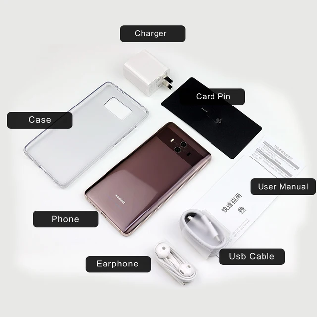 Global Firmware Huawei Mate 10 Cell phones Android 8.0 3D Curved Glass 5.9″2560*1440P 4000mAh Fingerprint Octa Core 2.36GHZ