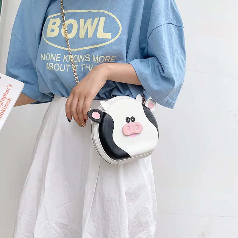 

Girls'Bag and Girls' New Korean Cartoon Baidan Single Shoulder Bag with Fashionable Occidental Chain Slanting Small Bag