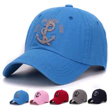 Classic baseball cap 100% sand washed cotton 3D anchor embroidery outdoor soft baseball hat and cap for men and women