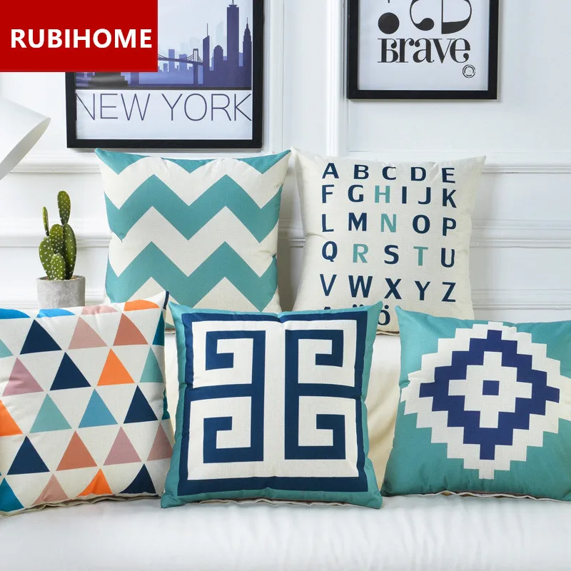 RUBIHOME оптовая продажа (5 шт./лот) синий Чехлы геометрический Дизайн Home Decor Диван