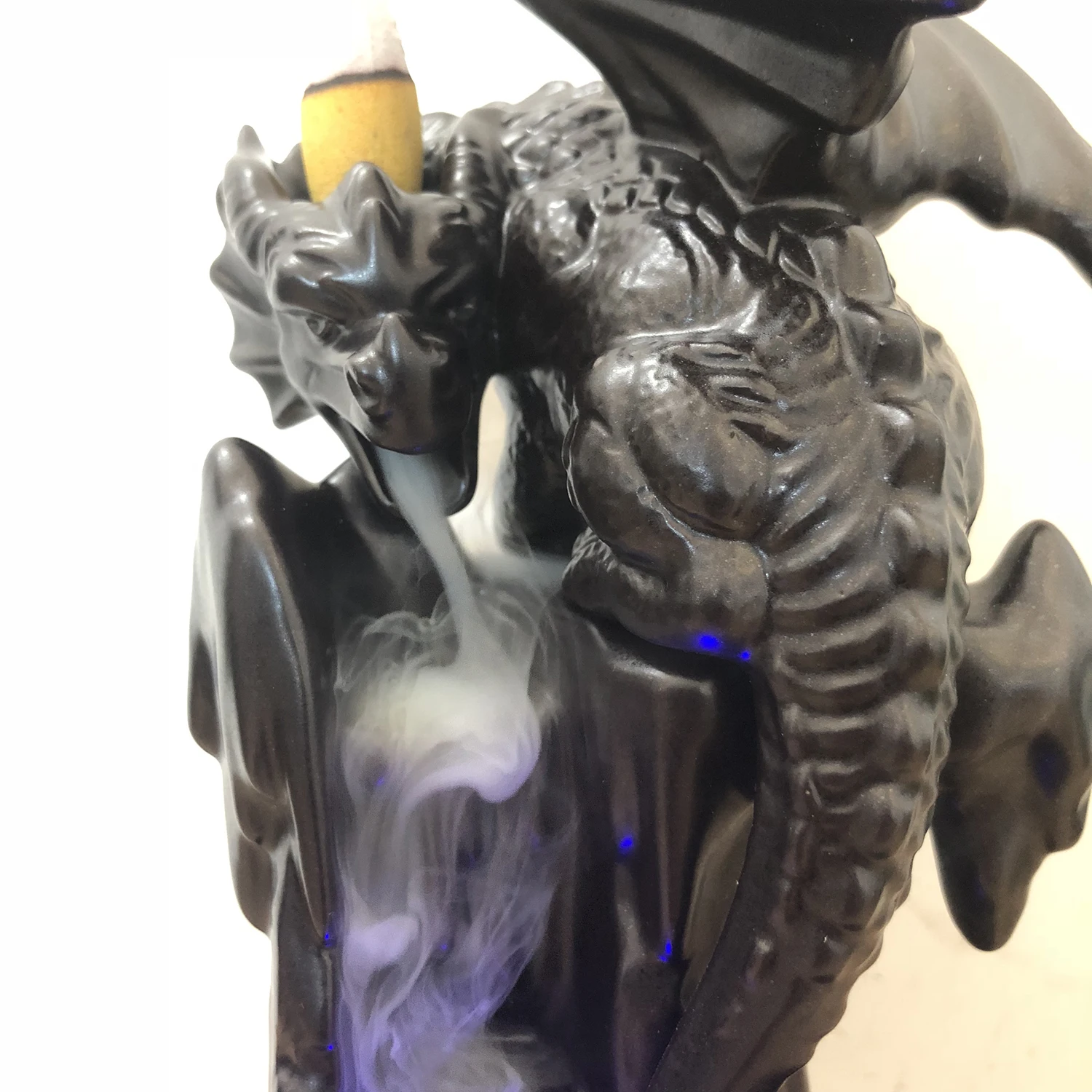 Керамический дракон курильница с обратным потоком wtih 7 изменение цвета светодиодный хрустальный шар для домашнего декора дзен аромат