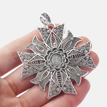 

3PCS Large Antique 10mm Round Blank Tray Settings Filigree Flower Charm Pendant for Necklace Jewelry Findings