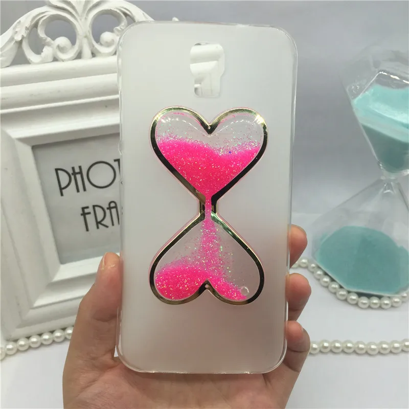 

Korea Trendy Fashion Shine Liquid Quicksand Dynamic Back Red Cover Phone Case for Umi ROME X Sand Glass Shell Protection