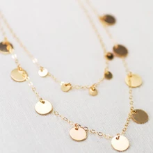 Fashion Double Layered Chain Choker Necklace Bohemian Round Sequins Choker Necklace Pendant Collares Jewelry chic double layered round hat pendant necklace for women