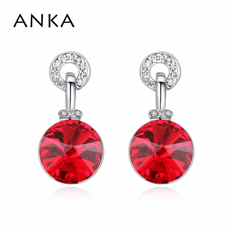 

New 18k white gold Plated 100%Austrian crystal Round Earrings Made With Swarovski Elements #111925