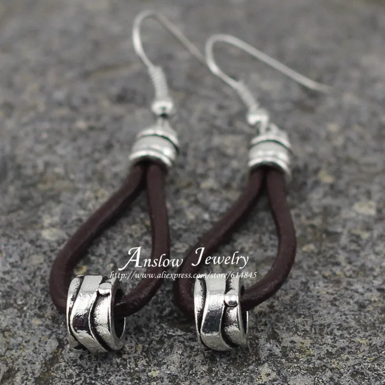 

LOW0002LE Fashion Jewelry New Arrival Retro Vintage Leather Earrings Cheap Price Wholesale Women Wedding Gift