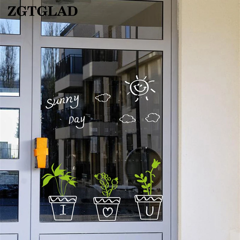 ZGTGLAD горшок растение настенный наклейки цветок птица DIY обои переводки искусство