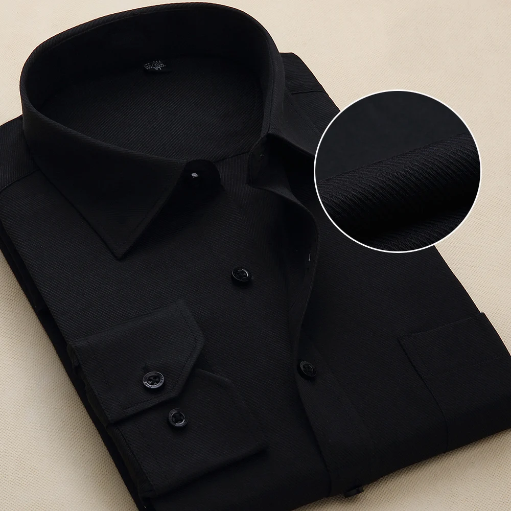 Plus Size Men Dress Shirts Long Sleeve Solid Business Formal White Man Shirt Fashion Male Social Big Size Shirts