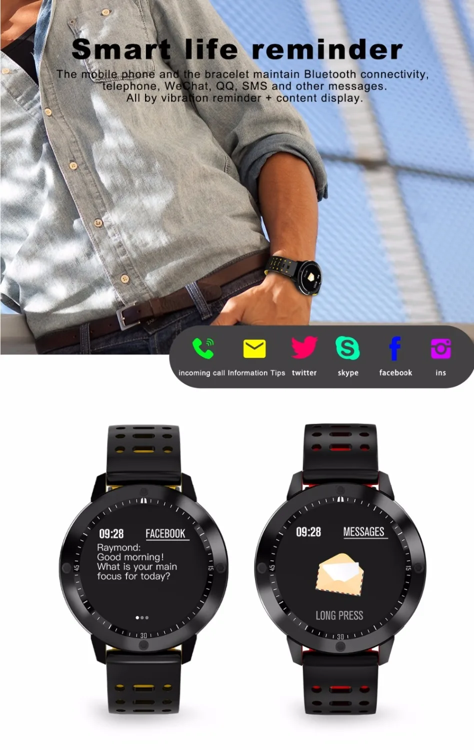 CF58 Смарт-часы мужские пульсометр кровяное давление смарт-браслет спортивные часы фитнес-трекер Смарт-браслет умные часы PK amazfit