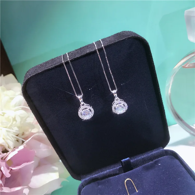 2019 New Arrival Simple Designer Classic Round Zircon Pendant Real 925 Sterling Silver Chain Necklace Quality Women | Украшения и