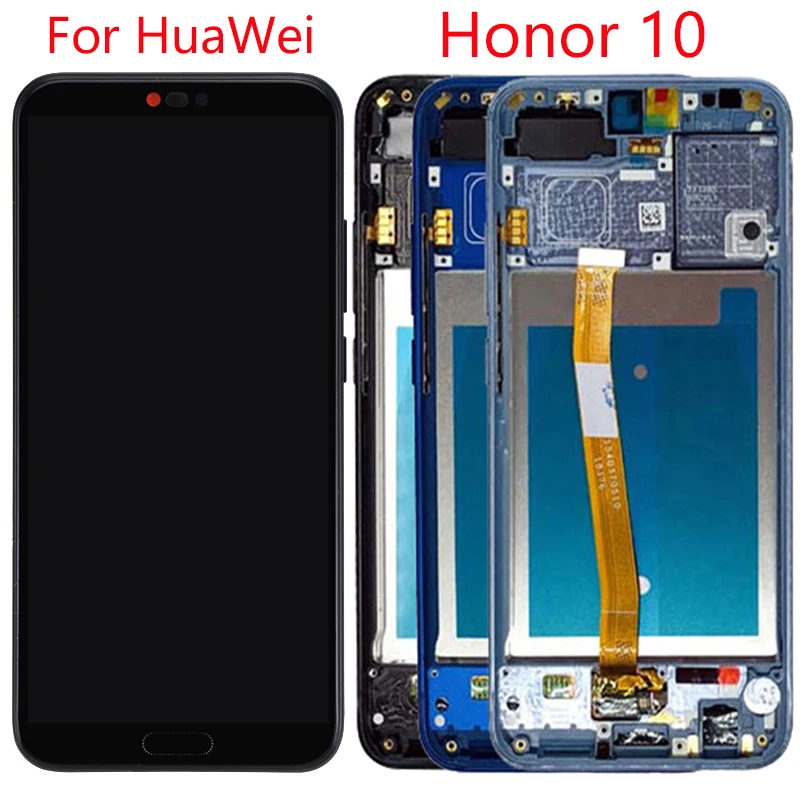 Скидка Оригинальный ЖК дисплей для HuaWei Honor 10, экран с рамкой, отпечаток пальца, Honor 10, ЖК дисплей, дигитайзер, сборка, запасные части для ремонта