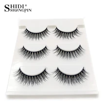 SHIDISHANGPIN естественные длинные норковые ресницы ручной работы макияж, накладные ресницы 3 пары 3d норковые ресницы 11 мм макияж Накладные ресницы X07