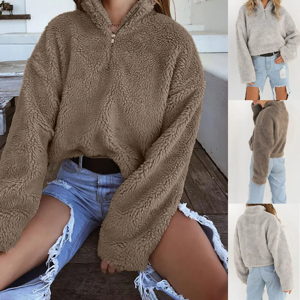

2018 Women Coat Winter Warm Wool Zipper Cotton Coat Very cool and comdfortable to wear sweatshirt Gift