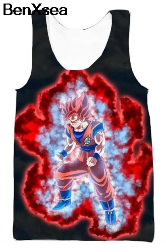 Серый 3D танк Топ Dragon Ball Z для мужчин и женщин Bulma сексуальный Гоку Супер Saiyan аниме Размер 5XL - Цвет: Серый