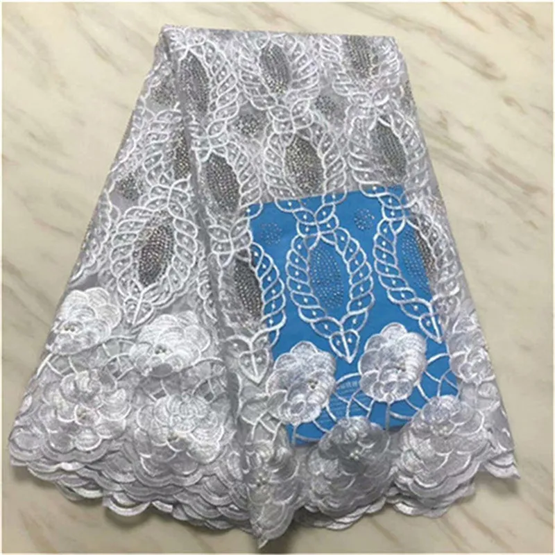 

white african lace fabric 2019 high quality lace french mesh fabric beaded nigerian swiss lace fabrics for dress