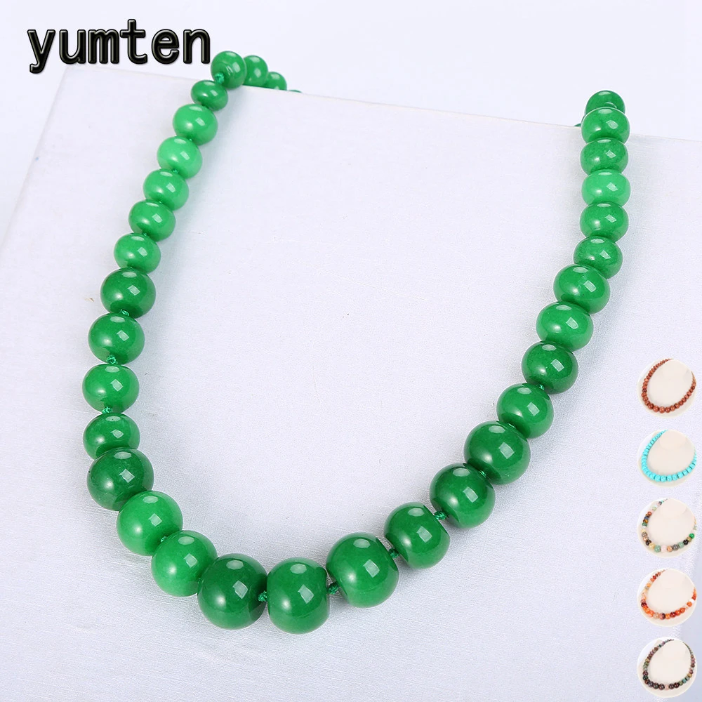 Yumten Green Jasper Necklace Beads Women Statement Jewelry Natural ...