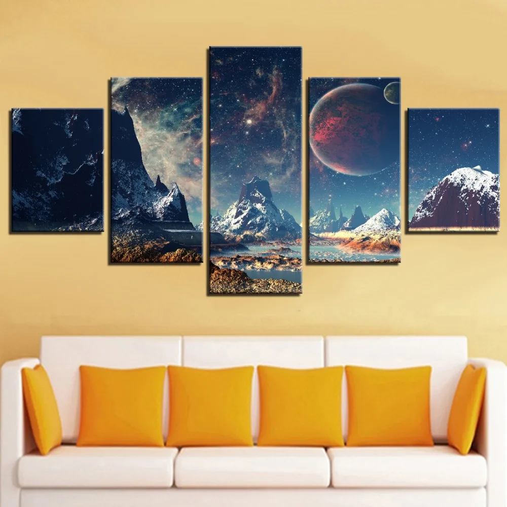 Modern Wall Art Canvas HD Prints Poster Home Decor 5 Pieces Milky Way ...