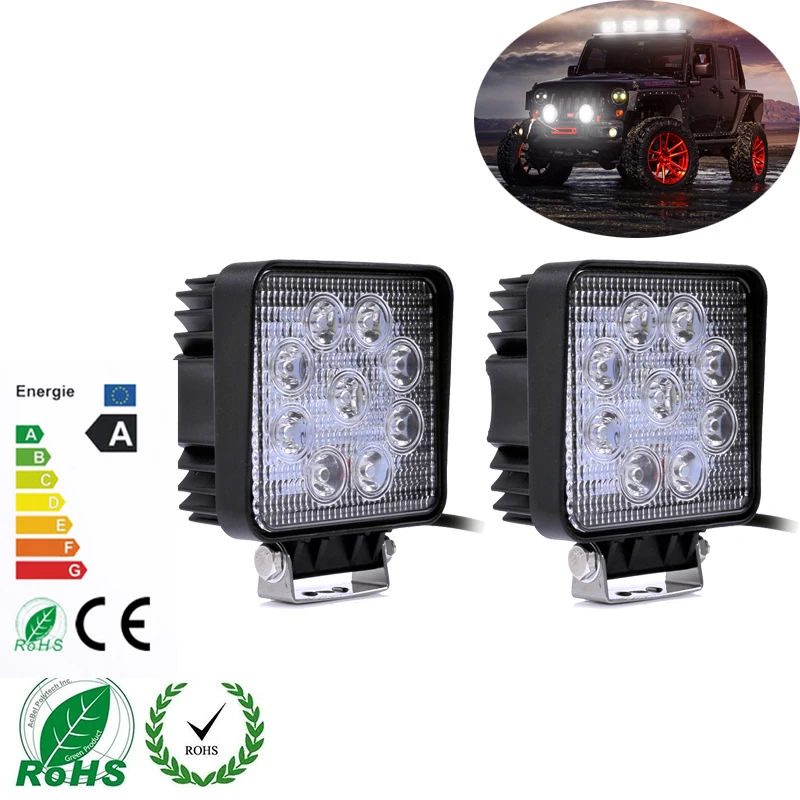 

2 Piece 2700 LM Mini 27W 9 x 3W Car LED Light Bar as Square Work light Spot Light for Boating Hunting Fishing