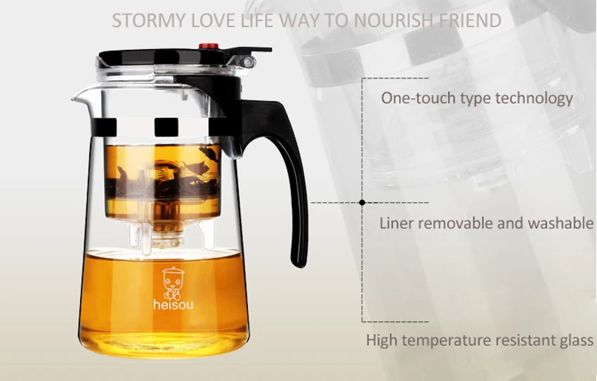 High quality Heat Resistant Glass Teapot Chinese kung fu Tea Set Puer Kettle Coffee Tea Infuser Convenient Office Tea PotA7