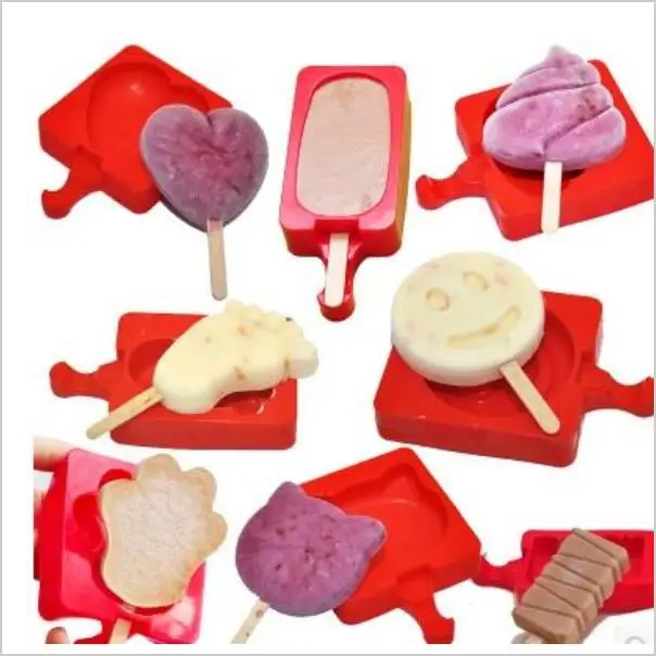 

Cartoon DIY Silicone Ice Cream Mold Popsicle Molds Popsicle Maker Holder Frozen Ice Mould with Popsicle Sticks Kitchen Tools