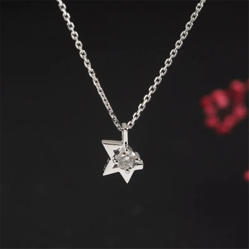 Aazuo 18 K Белое Золото с настоящими бриллиантами классический прекрасный звезда подвеска-ожерелье подаренный для женщин Свадебная гирлянда цепь Au750
