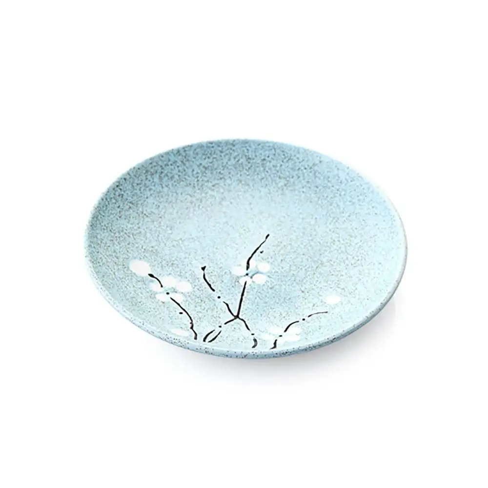 6.5inch blue Дизайн сливы, европейский стиль, керамическая посуда, фарфоровая тарелка, чашка, набор посуды, украшение дома - Цвет: 6.5inch blue