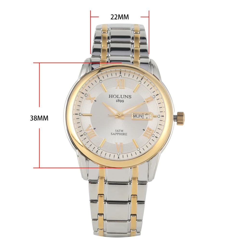 Relógio Masculino Automático Relógio Mecânico Clássico Esqueleto de Aço Inoxidável Numerais Romanos Ouro Dial Relógio de Pulso - Image 2