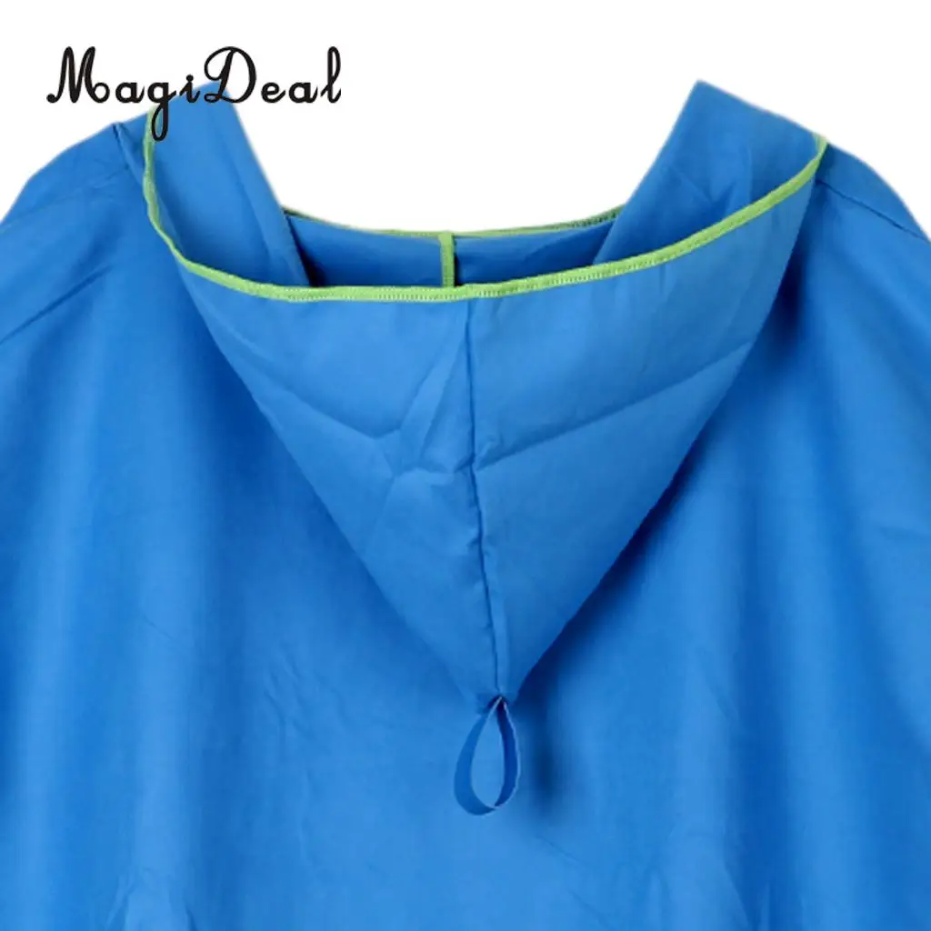 Kids Children Folding Soft Towelling Surf Beach Bath Pool Swim Poncho Wetsuit Changing Robe & Hood - Various Colors