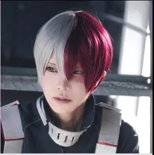 

(Alice-Wig 008) Anime My Hero Academia Todoroki Shoto Red Silvery Cosplay Wig