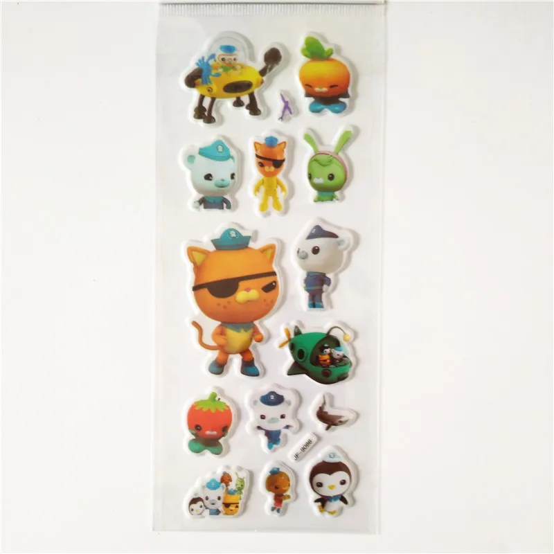 6 sheets 3D Octonauts Puffy Stickers Scrapbooking Luggage Laptop Bubble Stickers Emoji Reward Kid Children Toys Factory sale