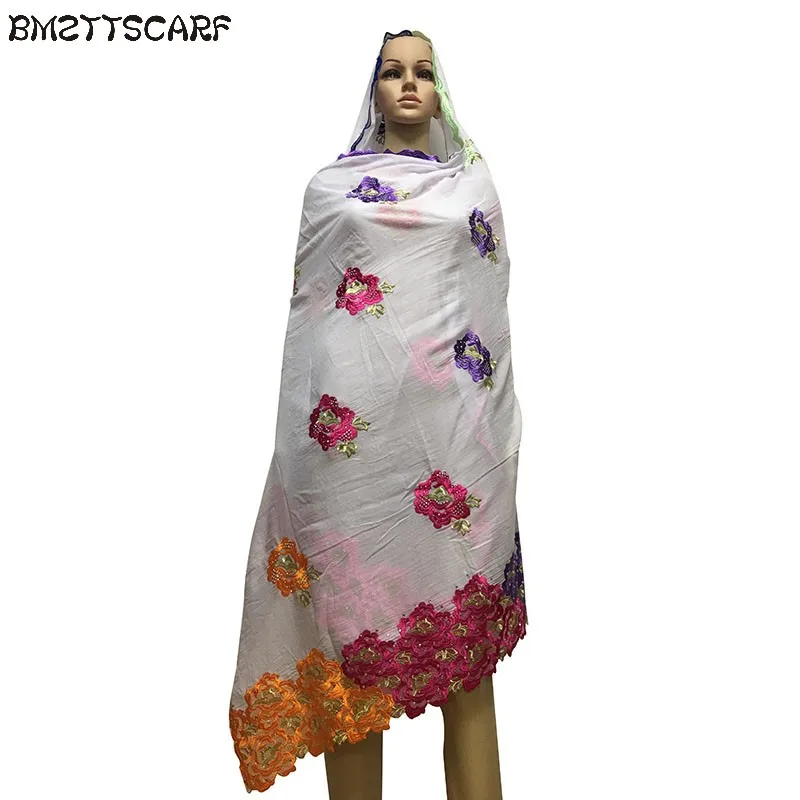 Африканский женский зимний шарф, Роза дизайн мусульманская вышивка большой хлопок шарф для Шали Обертывания пашмины BM415