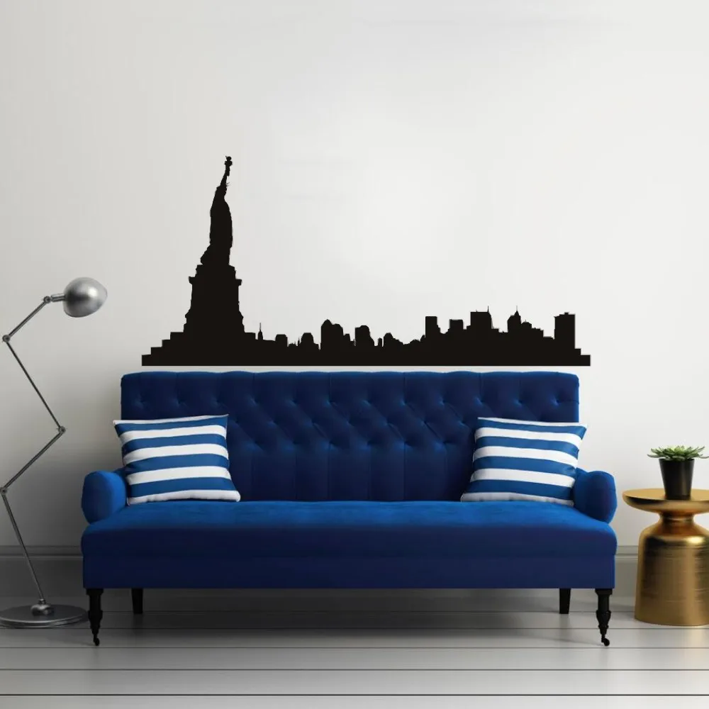 

Morden New York City Silhouette Vinyl Wall Sticker Statue Of Liberty Art Living Room Decoration Wall Mural Y-429