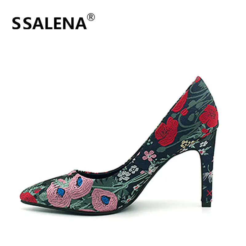 women's floral heel shoes