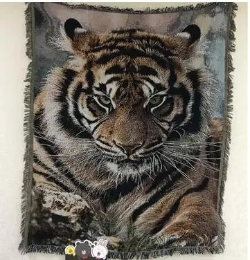 

Tiger pattern blanket wall tapestry woven blanket sofa towel cotton thread blanket carpet household