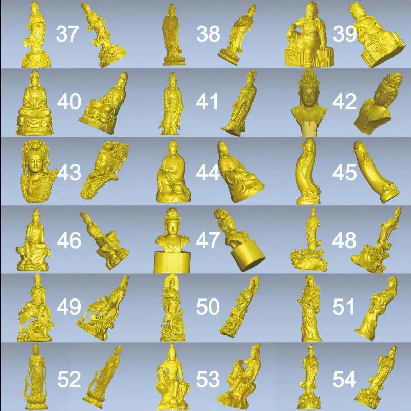 54pcs for choose The goddess Guanyin_Avalokitesvara 3D STL model for 4 axis carved figure cnc machine Router Engraver ArtCam