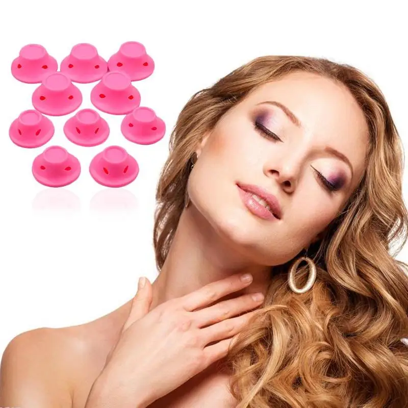 

30pcs/set Soft Silicone Rubber Magic Hair Care Rose Red Rollers No Damage Soft Hair Curler No Heat Hair Styling Tools Dropship