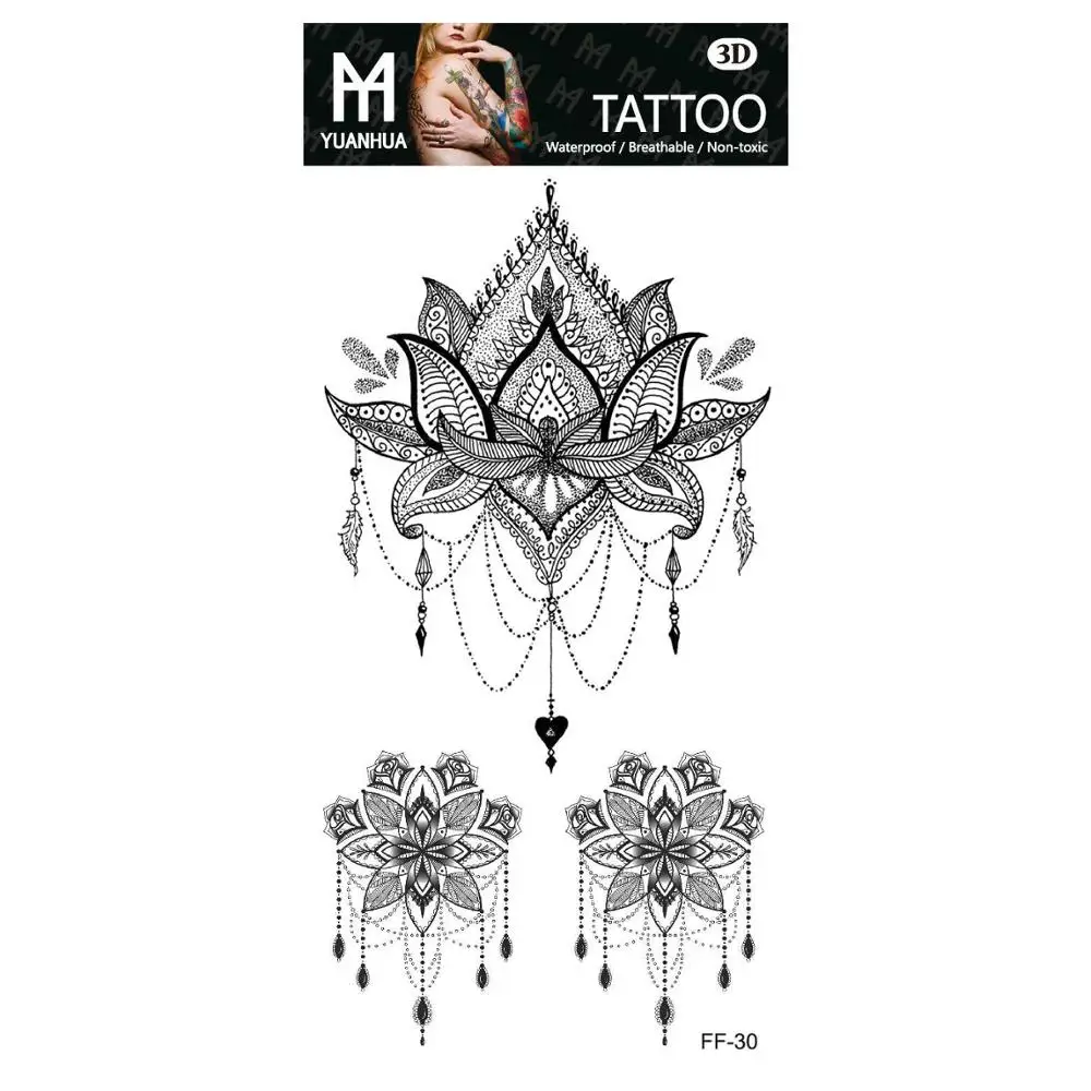 

Temporary Tatoo Fake Tattoo Sticker Mandala Lotus Flower Henna CrystalTattoos Tatouage Waterproof Flash Tatto Art For Women Girl