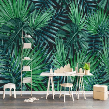 

Custom Fresco Wall Cloth Modern 3D Forest Plants Green Leaves Photo Wall Paper For Living Room TV Wall Home Decor 3D Large Mural